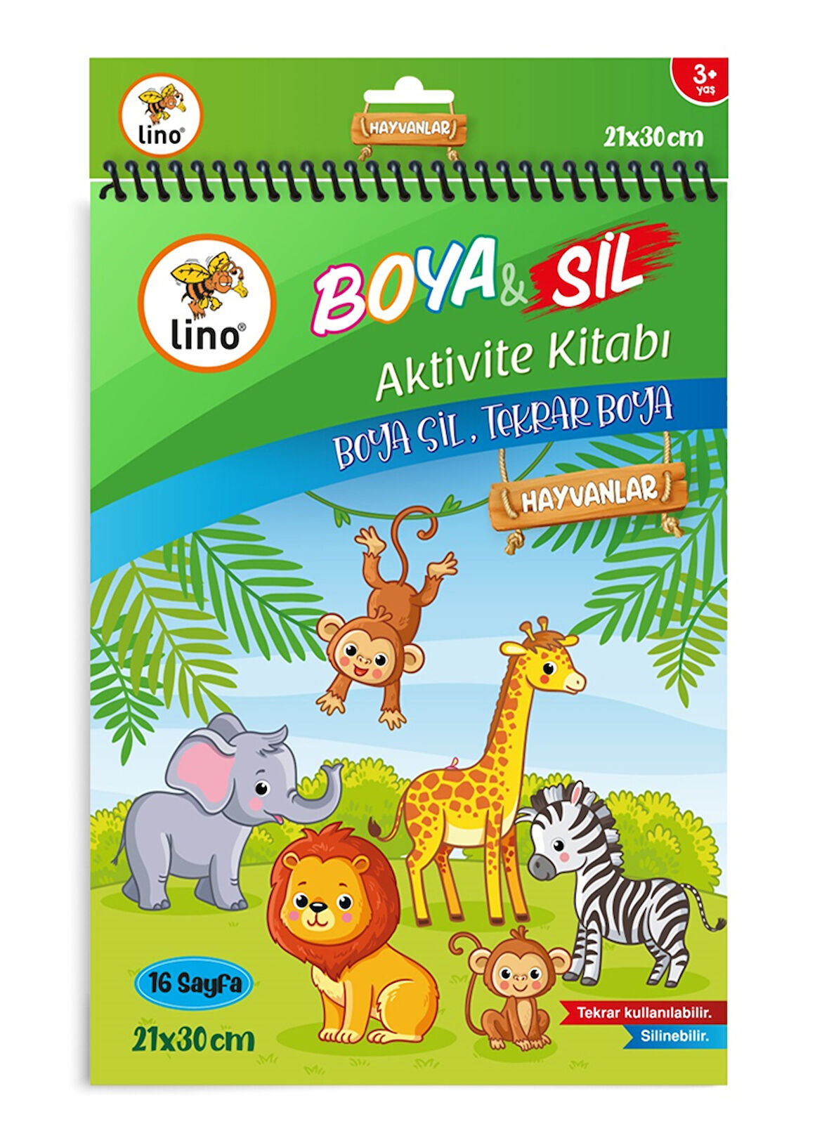 LİNO BOYAMA KİTABI BOYA & SİL AKTİVİTE HAYVANLAR A4 EBAT (SİLİNEBİLİR) BS-1006 1  