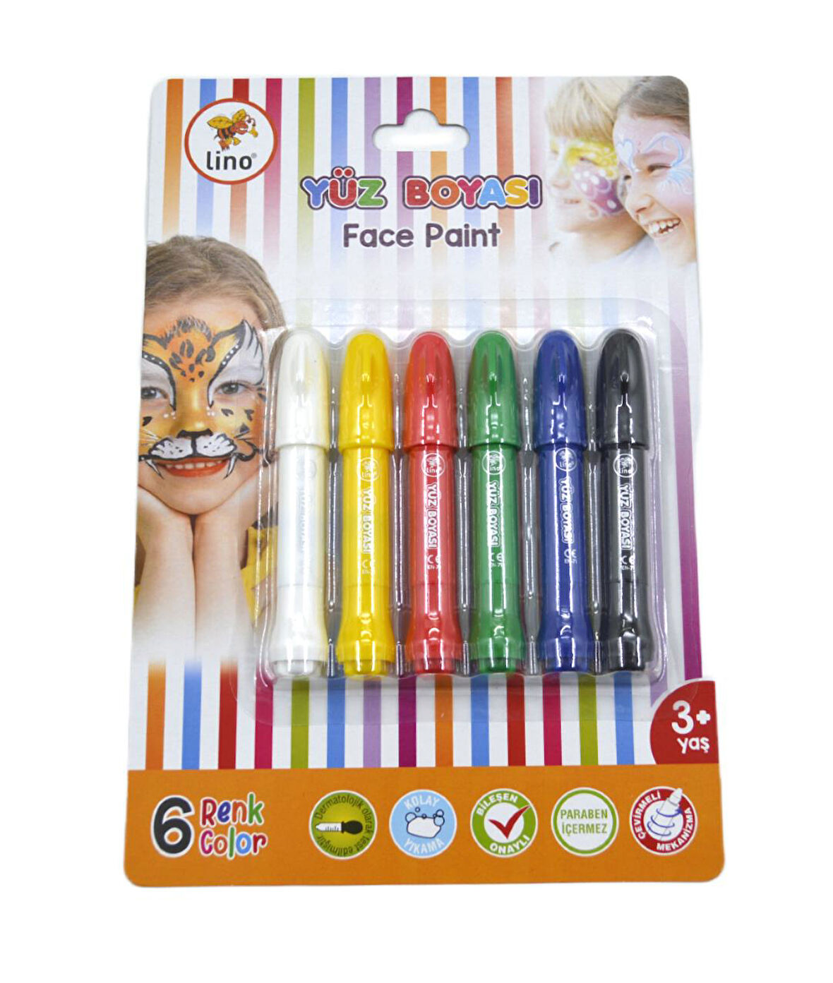 Lino Yüz Boyası 6 Renk Çevirmeli  LN-905