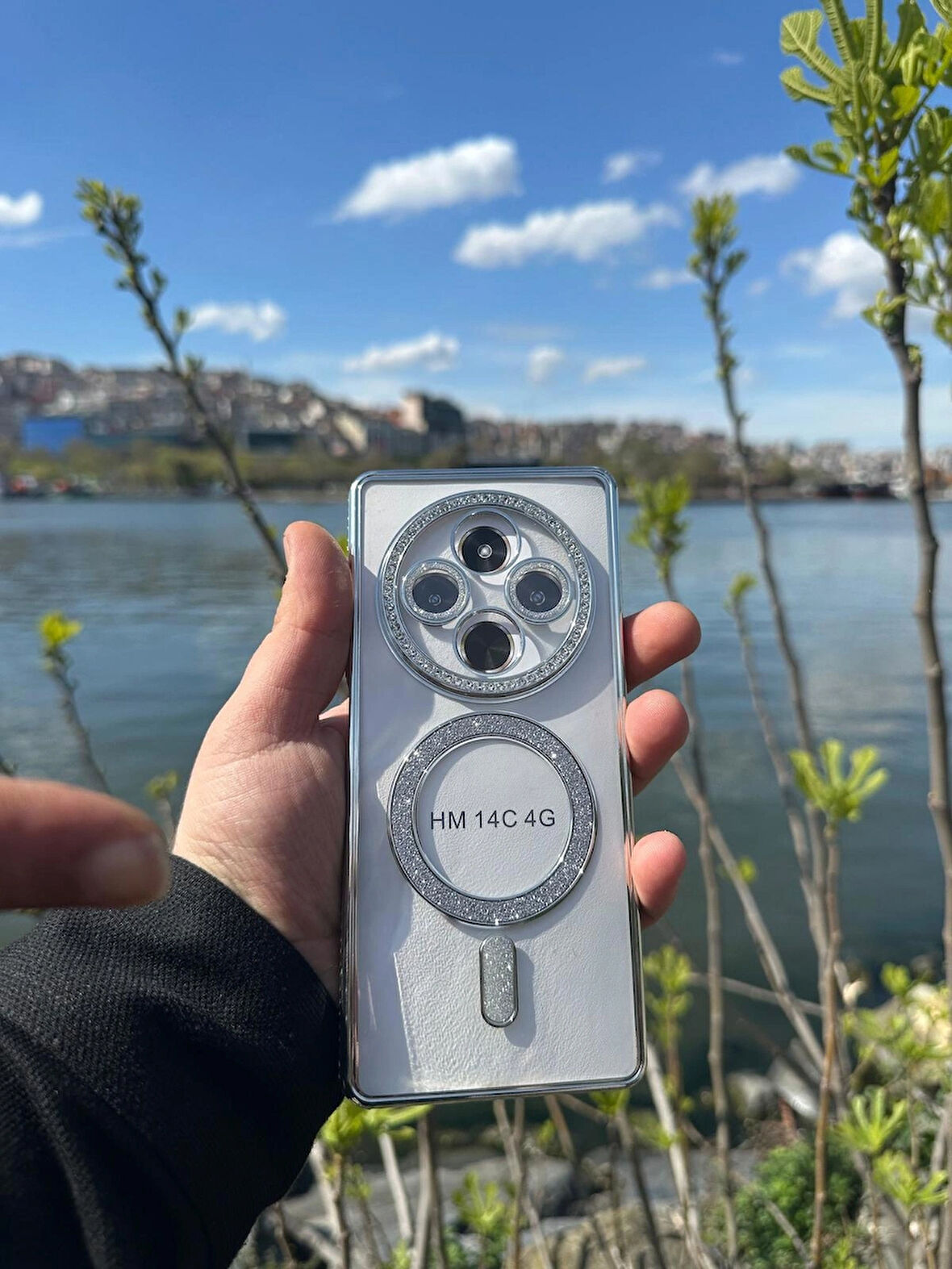 Xiaomi Redmi 14C 4G Şeffaf Taşlı MagSafe Özellikli Kılıf