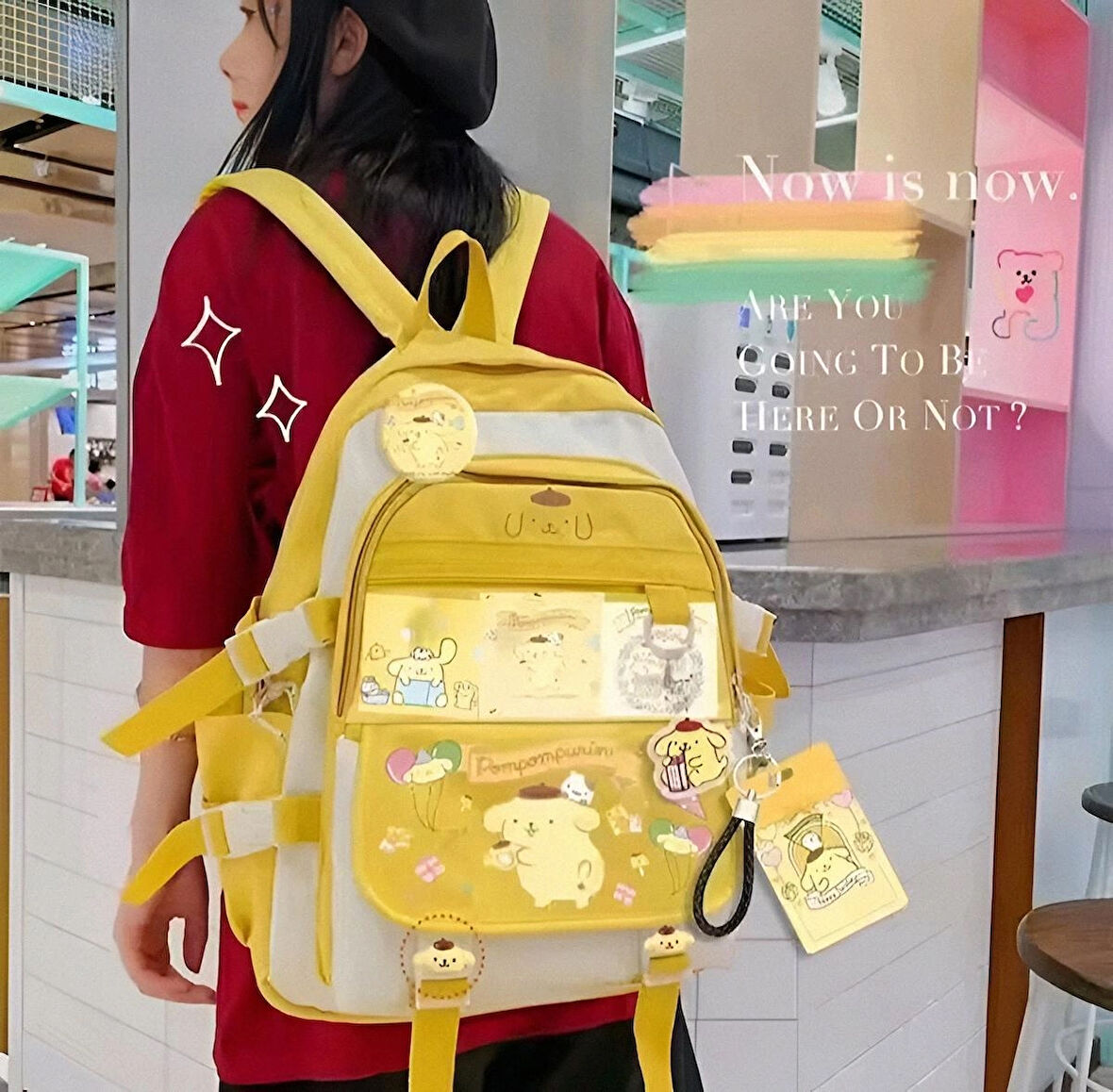 Sanrio Kuromi Cinnamoroll My Melody PomPomPurin Aksesuarlı Kartlıklı Okul Çantası