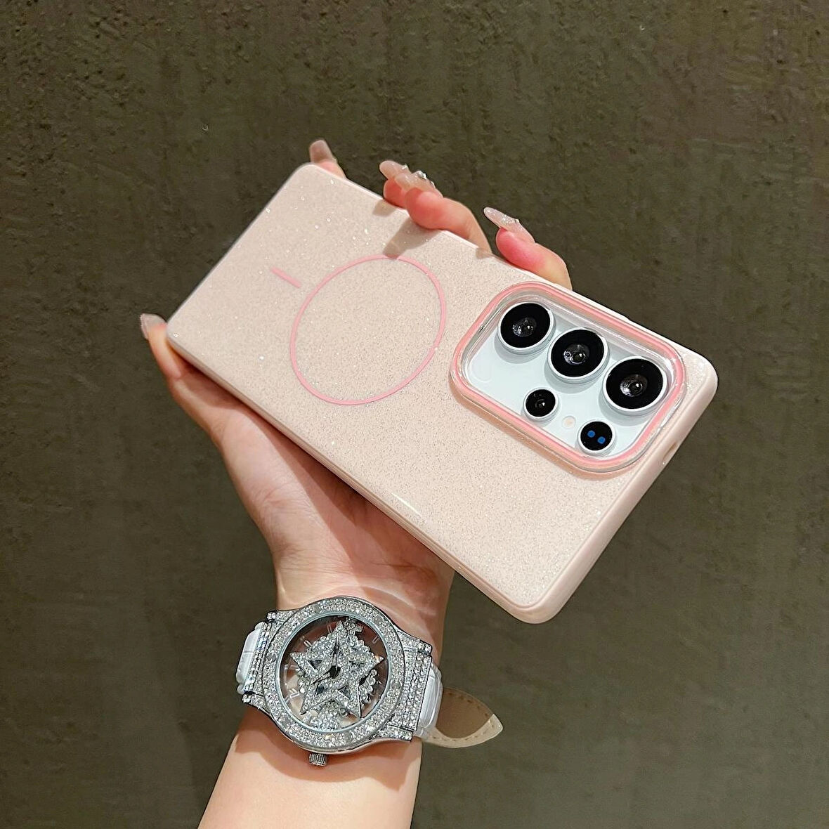 Samsung Galaxy S23 Ultra Uyumlu Simli MagSafe Özellikli Kılıf