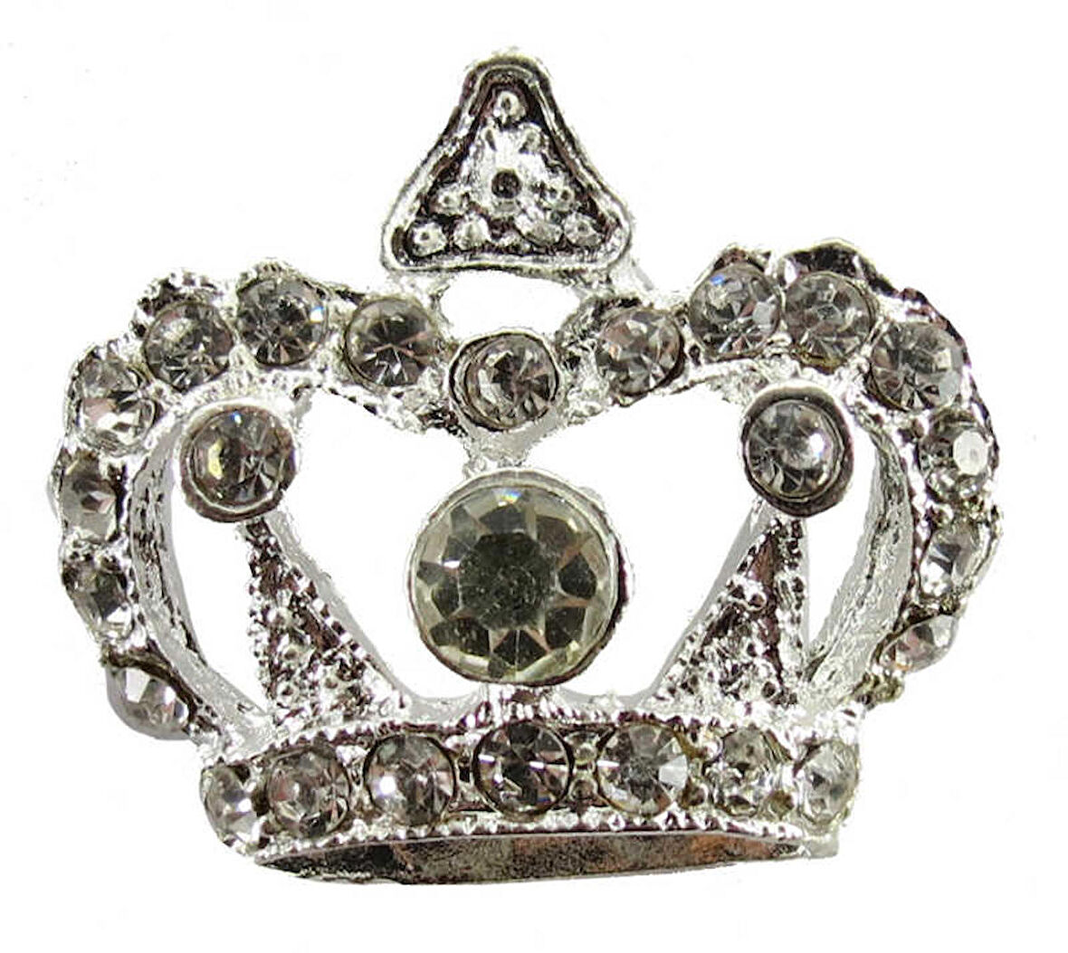 Taç Kristal Taşli Büyük Gümüş 2.5x3 Cm ( 10 Adet )