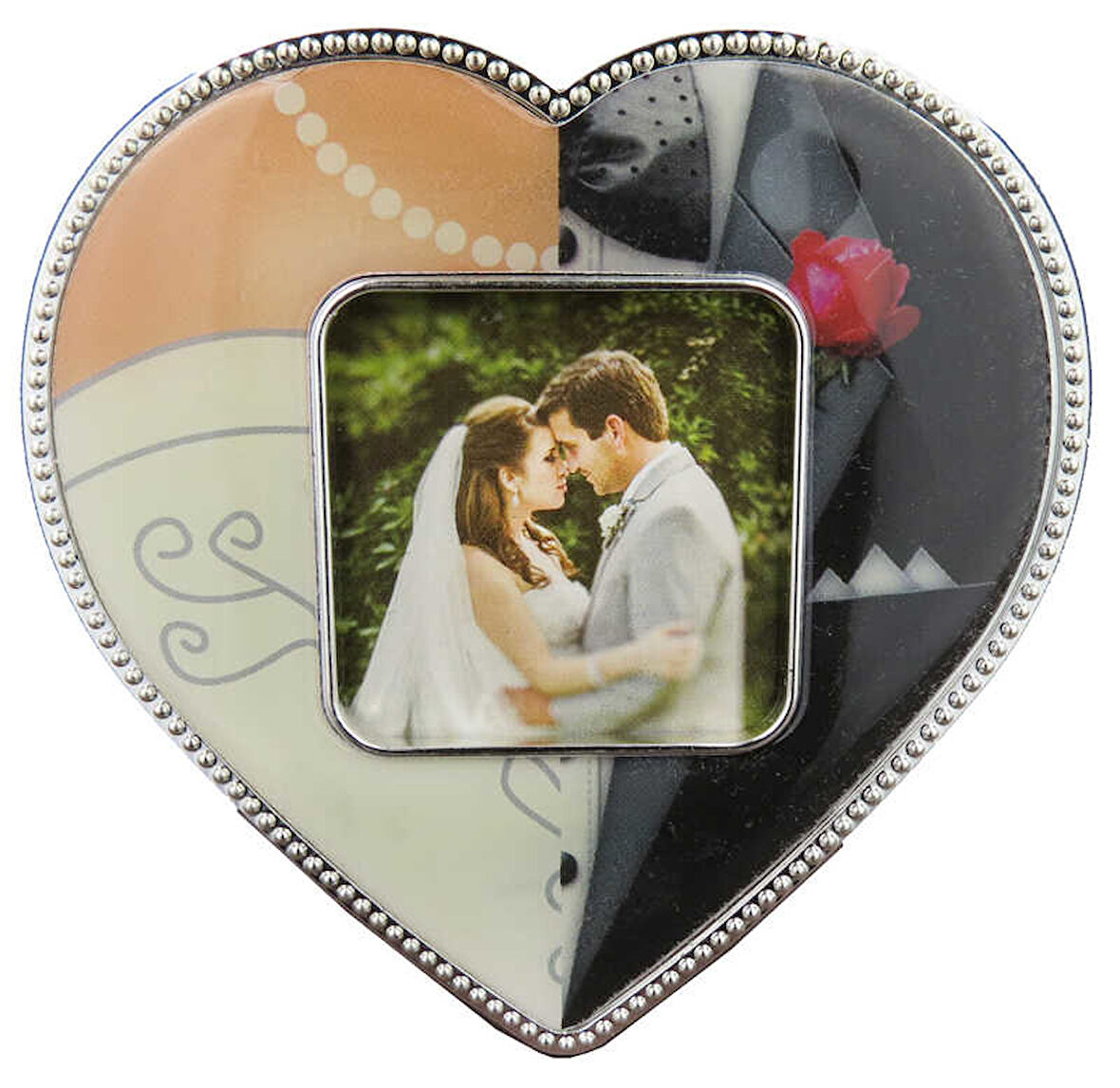 ÇERÇEVE GELİN DAMAT KALPLİ MAGNET 1 ADET