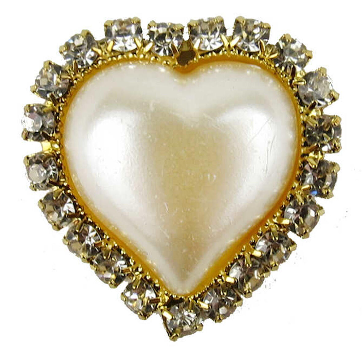 İnci Kalpli Etrafi Taşli Altin 2.3x2.5 Cm ( 10 Adet )