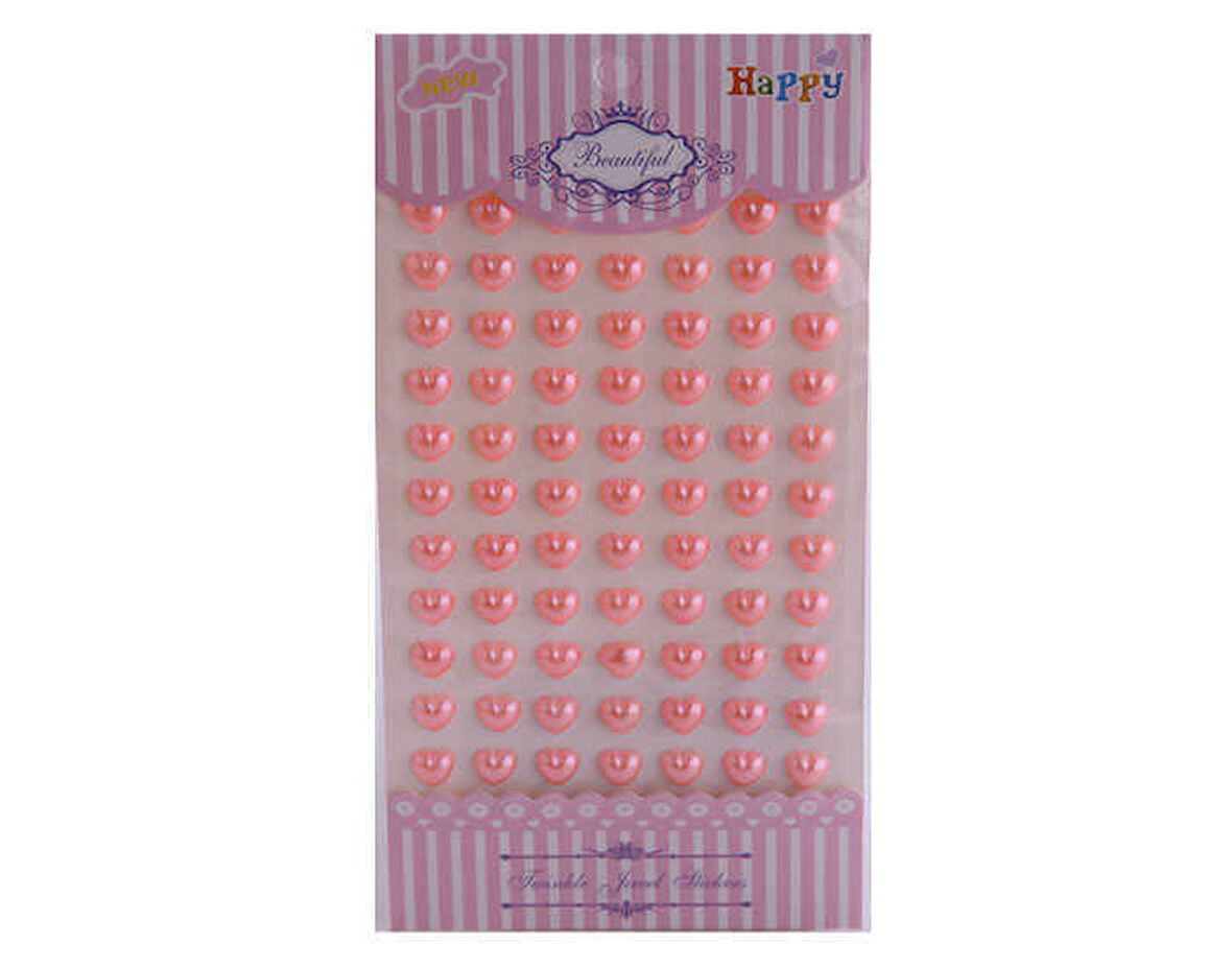 İNCİ KALP YAPIŞKANLI PEMBE 77 ADET 1 PAKET