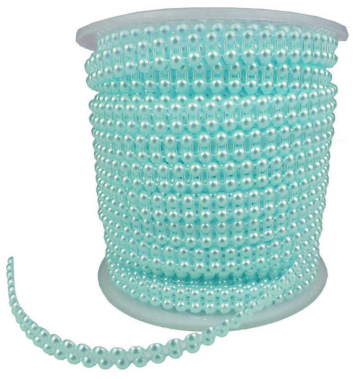 İnci Çiftli İpe Dizili Mavi 4 Mm 25 Yard