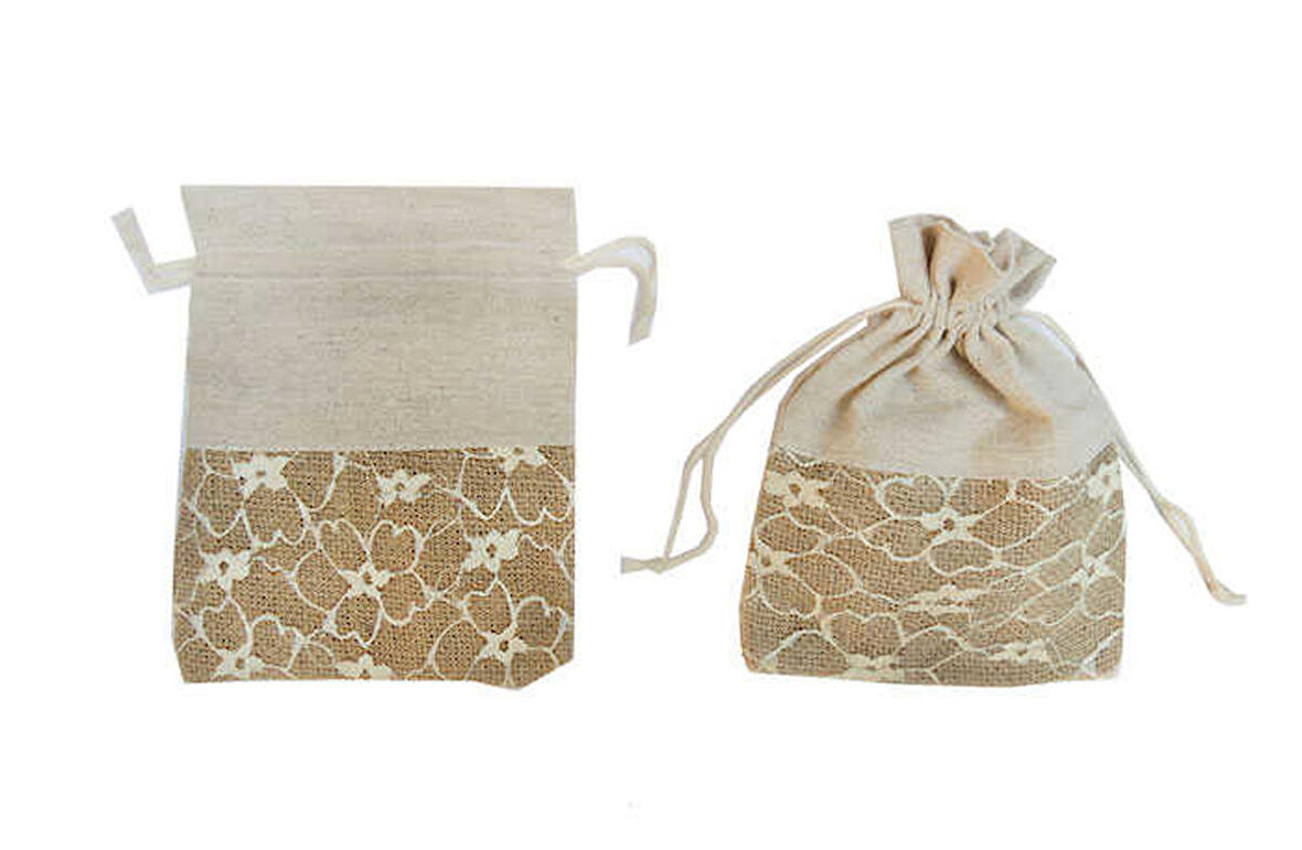 Kese Çift Çuval Dantel Kaplamali 13X18Cm ( 20 Adet )