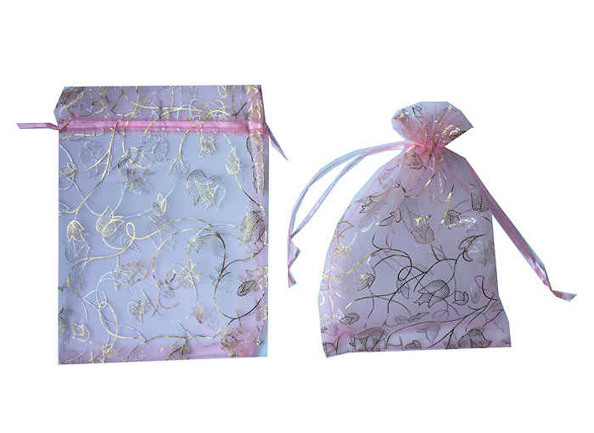 Kese Lale Desenli Pembe 17X23Cm (50 Adet )