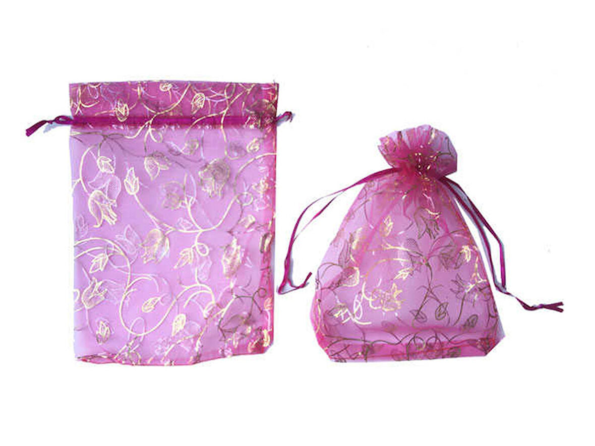 Kese Lale Desenli Fuşya 17X23Cm ( 50 Adet )