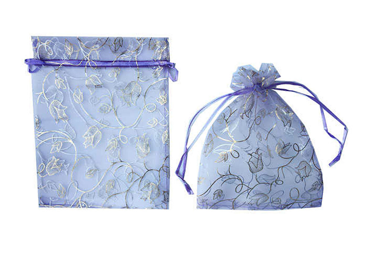 Kese Lale Desenli Lila 17X23Cm ( 50 Adet )
