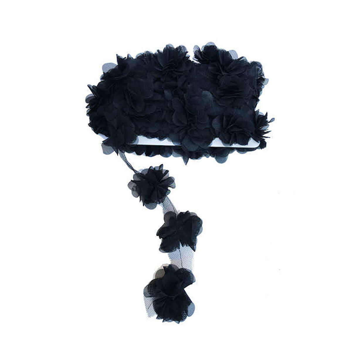Çiçek Tül Lazer Kesim Siyah 10 Yard ( Yaklaşık 120 Çiçek )
