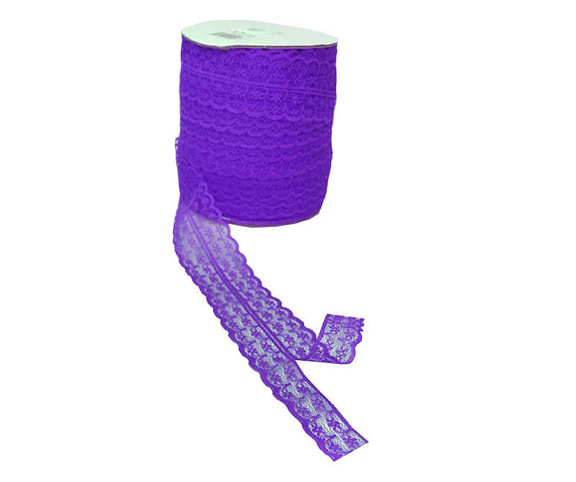 Kurdela Çift Dantelli Mor ( 5 cm - 91 Metre )