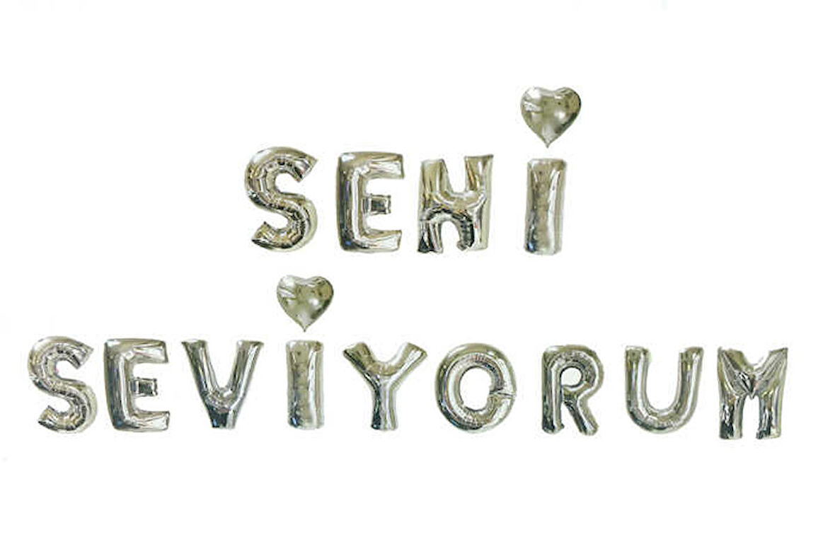 Folyo Balon Seni Seviyorum 16 İnç Gümüş 360x40 Cm ( 13 Adet )