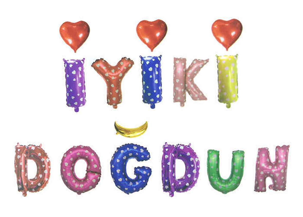 Folyo Balon İyiki Doğdun Set Rengarenk ( 11 Adet Set )