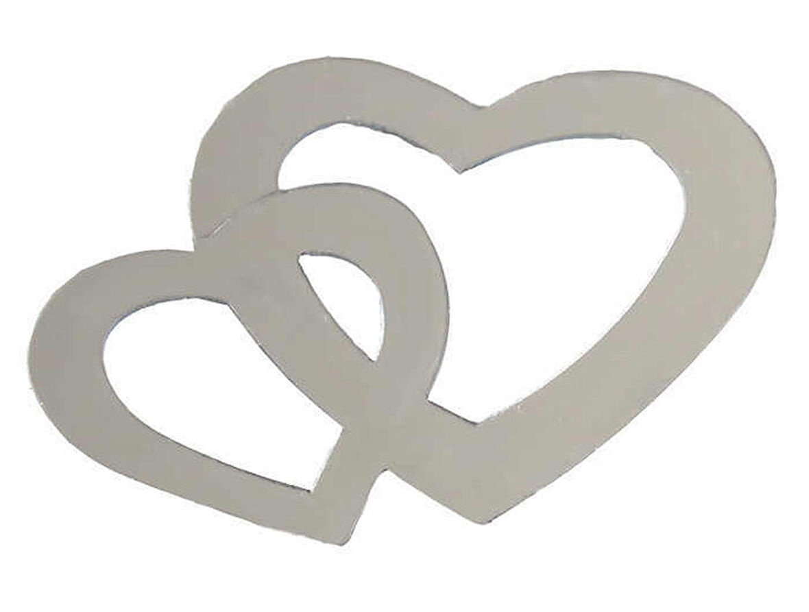 Kalp Çiftli Metalize Gümüş 3x2.5 Cm ( Yaklaşık 500 Adet )