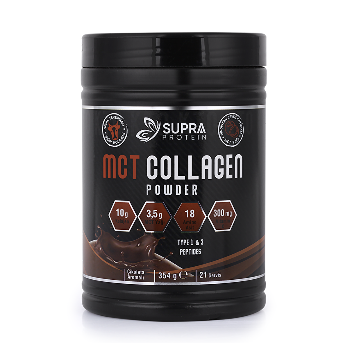 Supra Protein Mct Collagen Powder 354 G-kolajen+mct Yağı+vitamin C+prebiyotik Akasya Gamı-çikolata