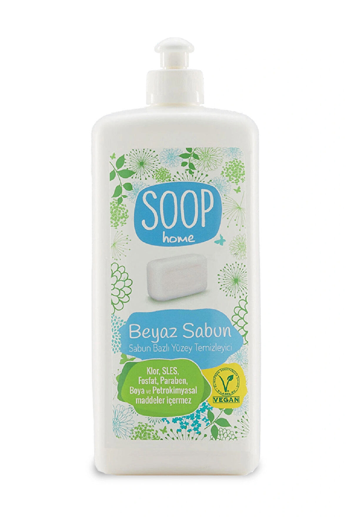 SOOP Home Beyaz Sabun Yüzey Temizleyici 1 L | Bitkisel Yağ Sabunu Bazlı | İz Ve Leke Bırakmaz