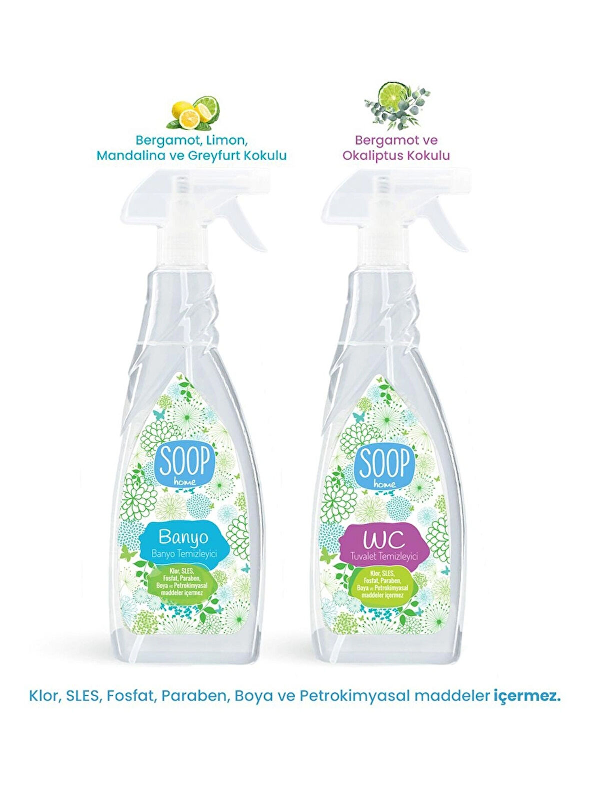 SOOP Home Banyo Temizlik Paketi 2 x 750 ml | Kireç Sökücü Banyo Temizleyici | Tuvalet Temizleyici | 