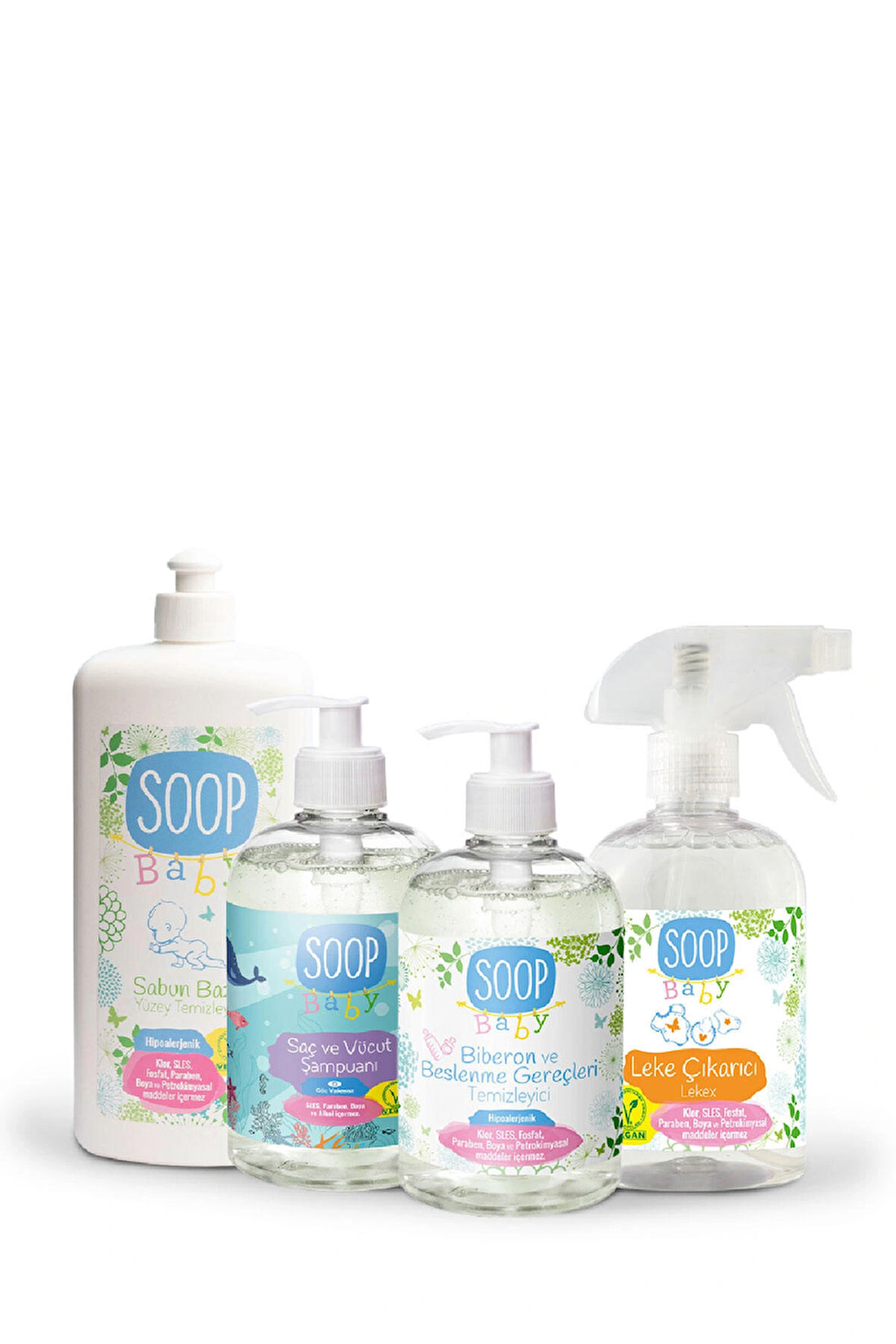 SOOP Baby Bebekli Evler Doğal Temizlik Seti-4'lü Paket, Hipoalerjenik Ürünler
