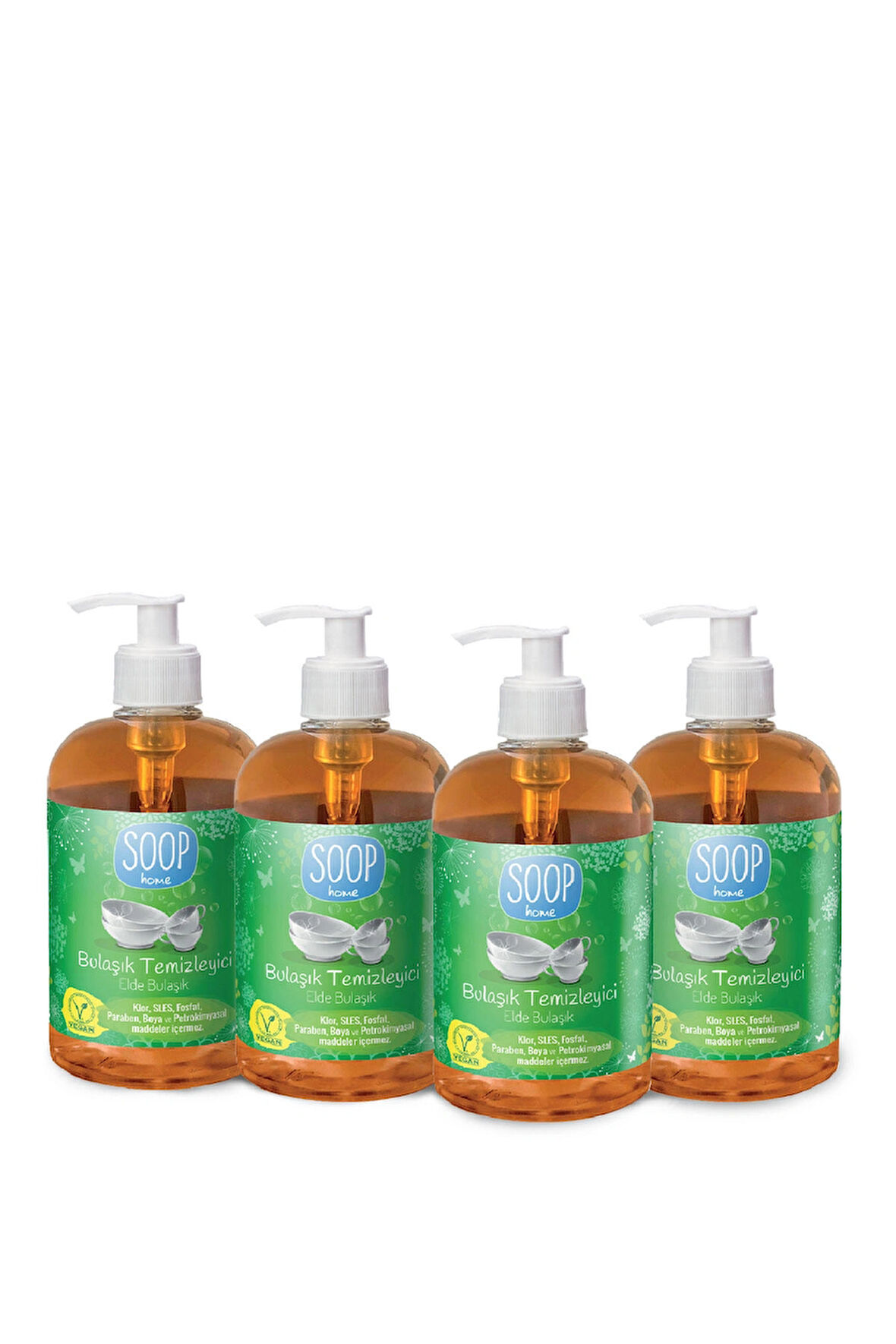 SOOP Elde Bulaşık Deterjanı 4 x 500 ML | Bitkisel Kökenli & Doğal Formül | Limon Kokulu| Kalıntı Bırakmaz