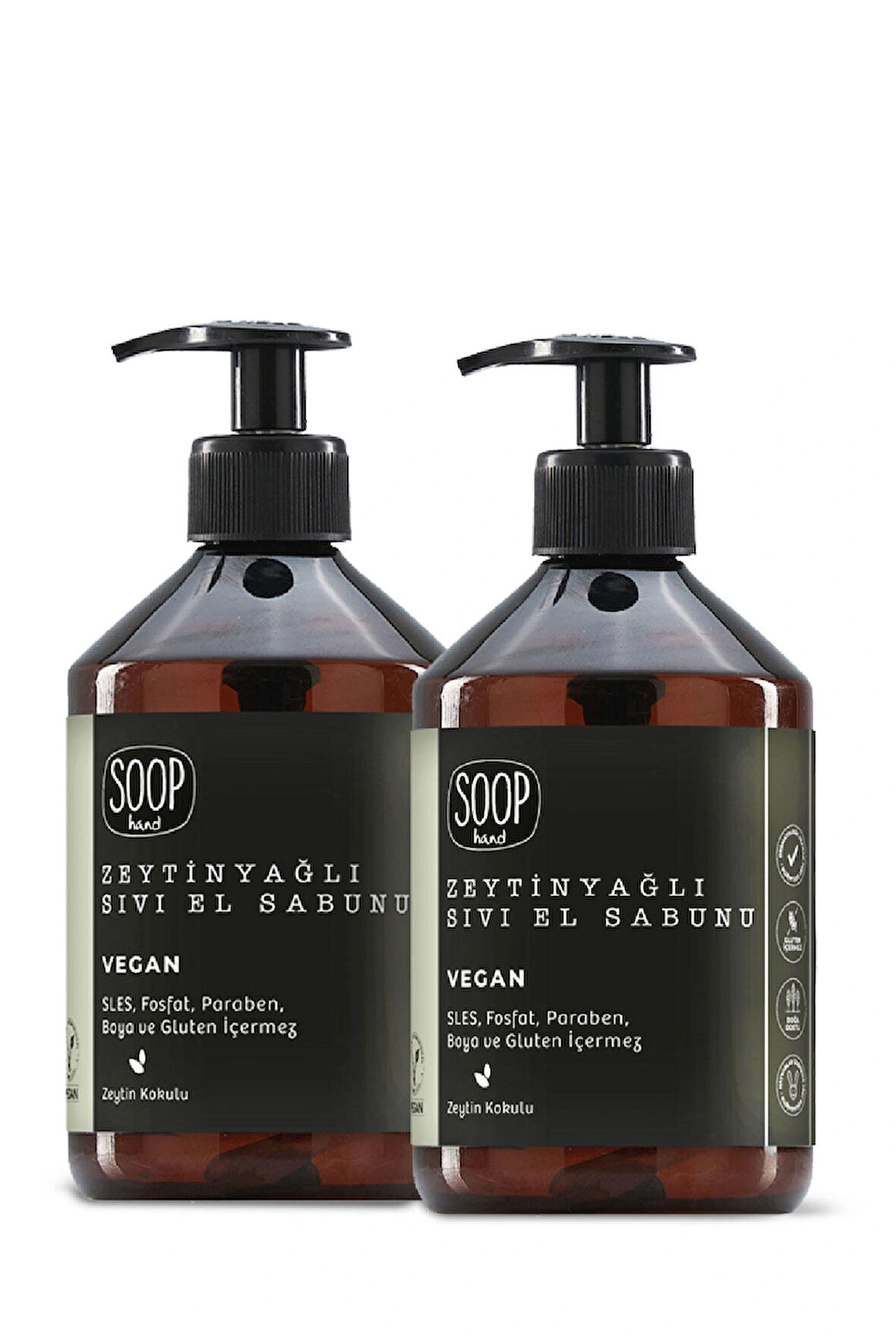 SOOP Sıvı El Sabunu Zeytinyağlı 2 x 500 ml| %100 Saf Zeytinyağlı | Vegan Ve Doğal İçerik | Kolay Durulanır
