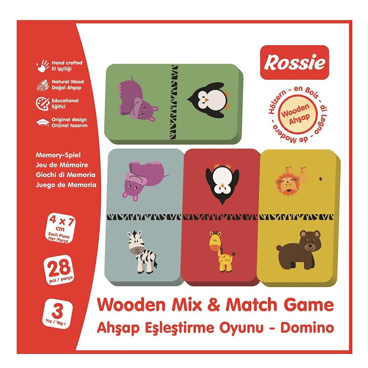 Rossie Ahşap Eşleştirme Oyunu-Domino Game