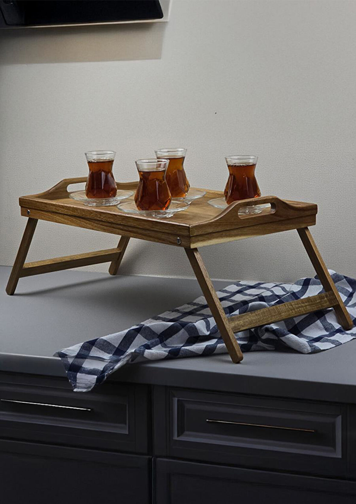 Akasya Tepsi - Açılır Kapanır Ayaklı Tepsi - 50x30 CM 