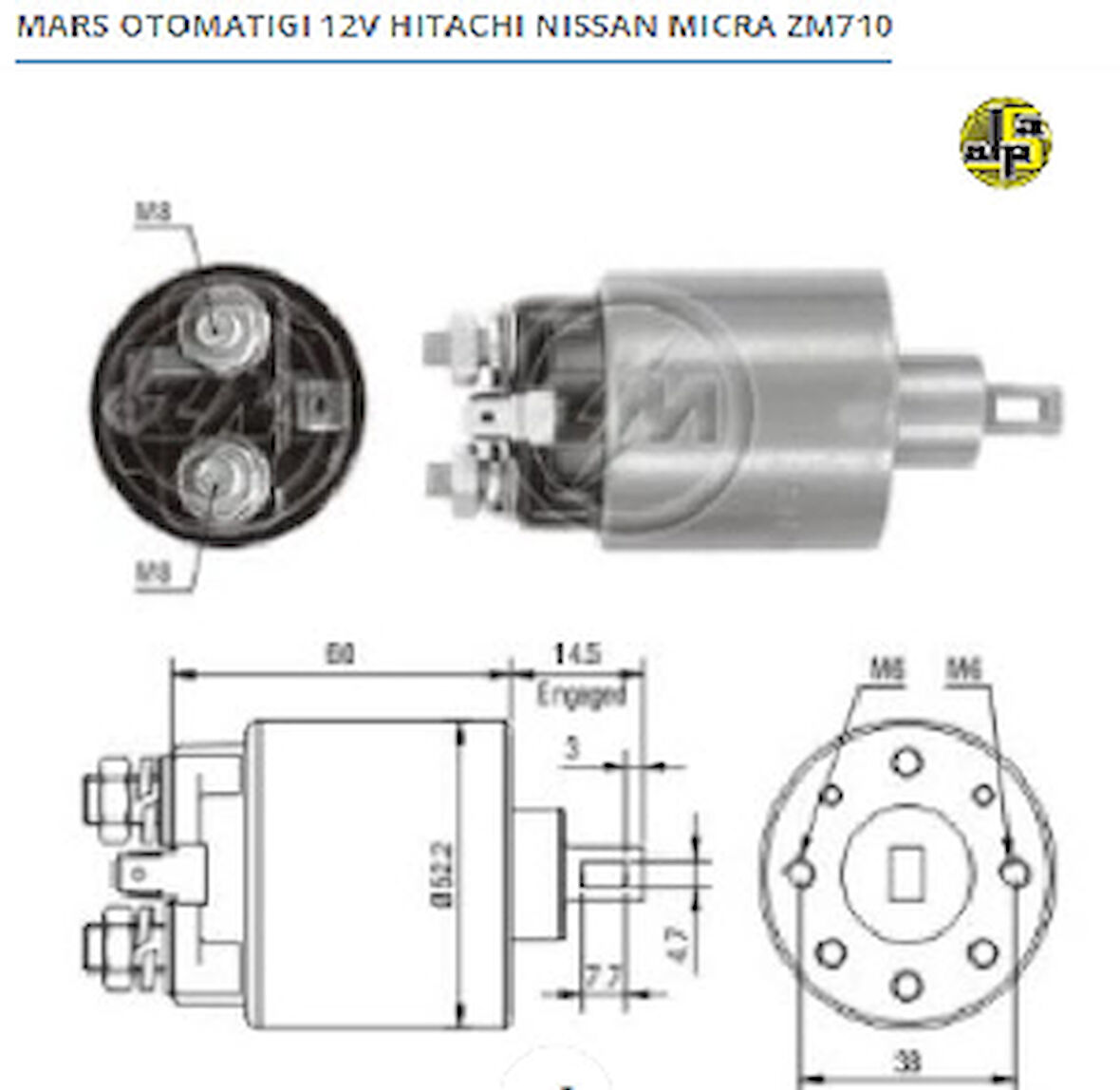 Unıversal Marş Otomatiği-Hit 12v Nissan Micra-Sunny-Subaru - Zm-710