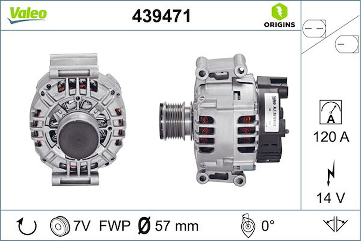 Mercedes Alternator (14v 120a) W203 02>07 S203 02>07 Cl203 02>08 W211 02>08 R171 04>11 - Valeo 439471