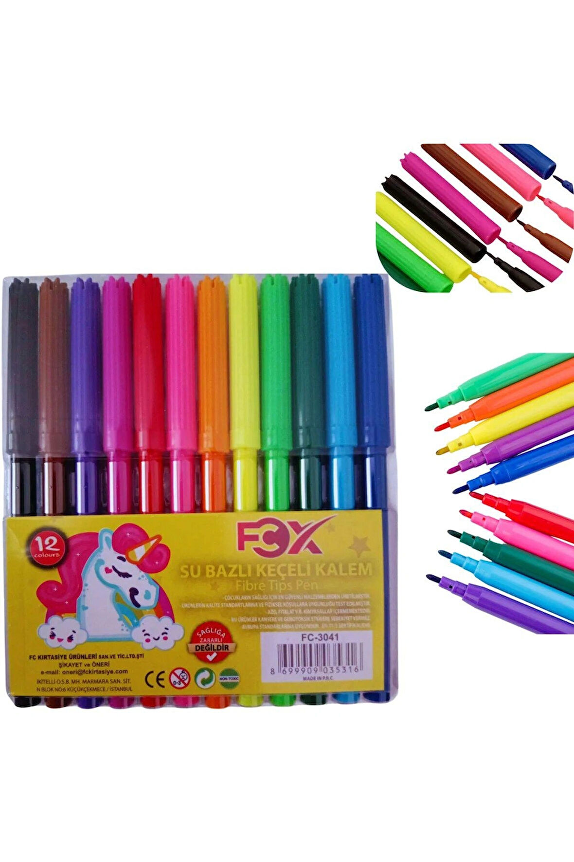 booddie Keçeli Kalem Su Bazlı 12 Renk