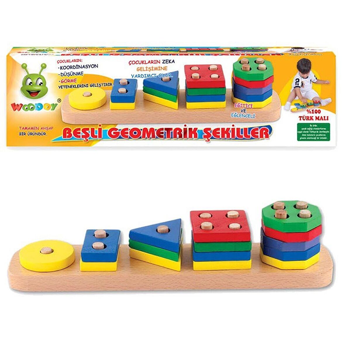 Ahşap  Beşli Geometrik Şekiler 0029