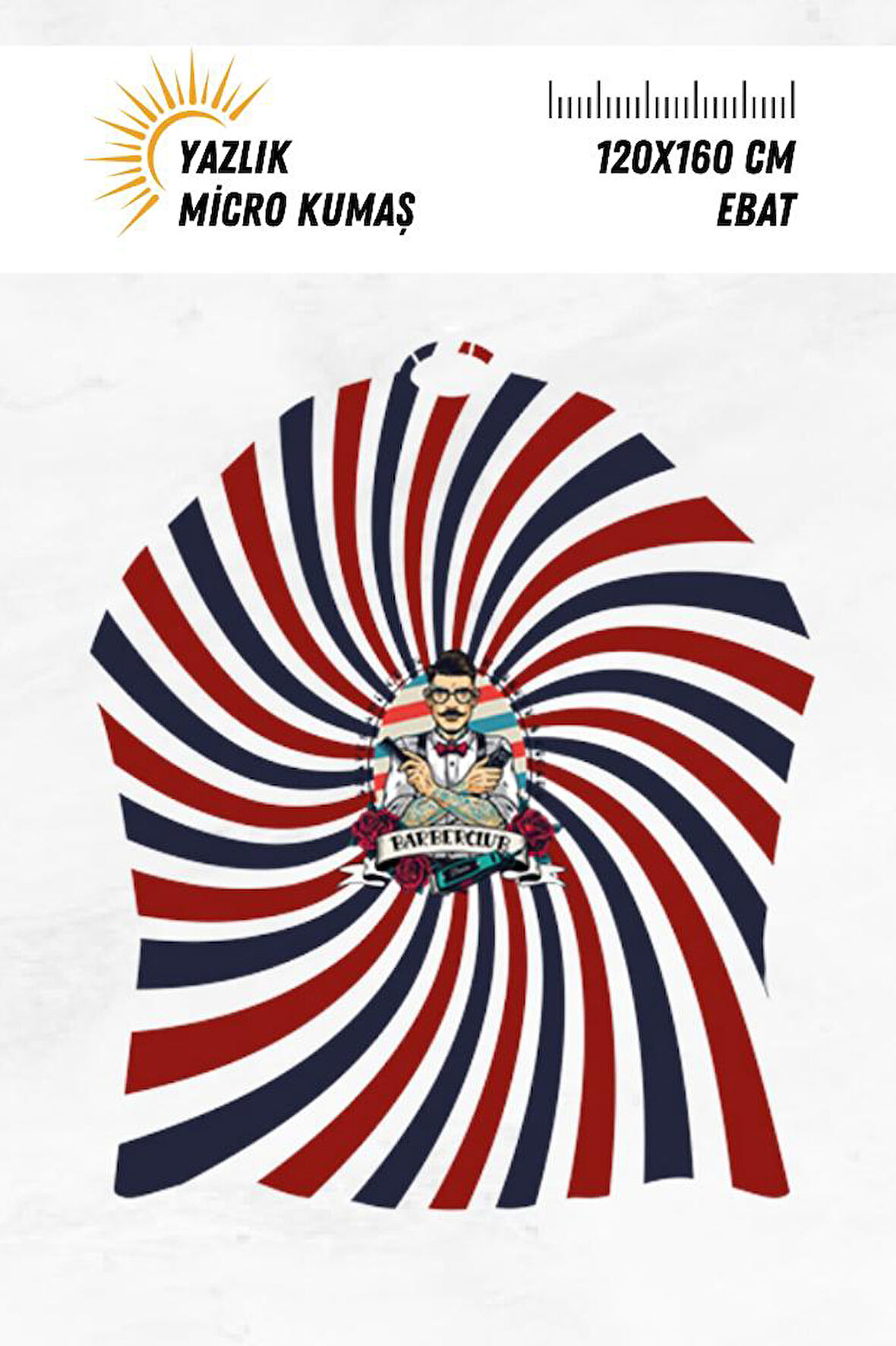 Lüx Penuar Berber Önlüğü Dijital Baskı Yazlık Mikro Kumaş 120x160 cm Model: 1096