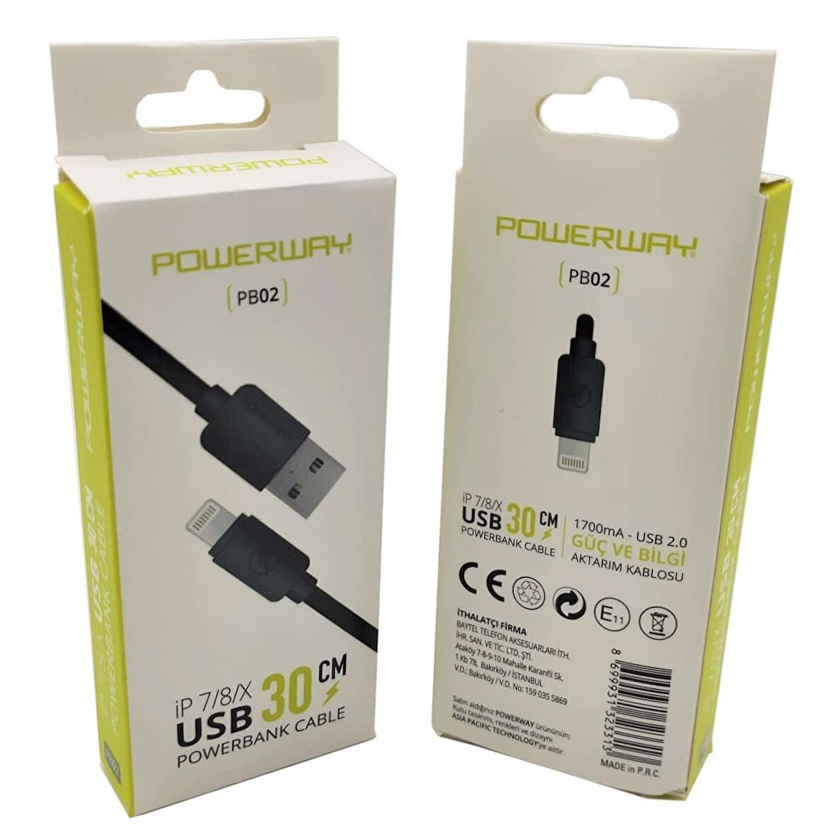 (İphone) 30 CM PowerBank Kablosu PowerWay PB02