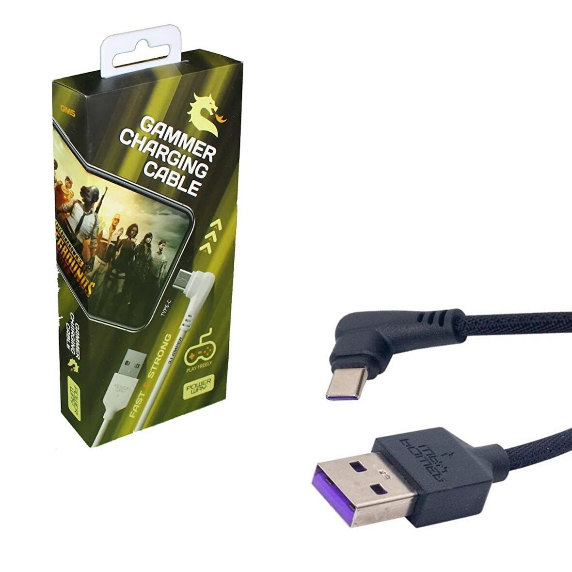 TELEFON ŞARJ KABLOSU TYPE-C 3.1A FAST ÖRGÜLÜ POWERWAY GM-5