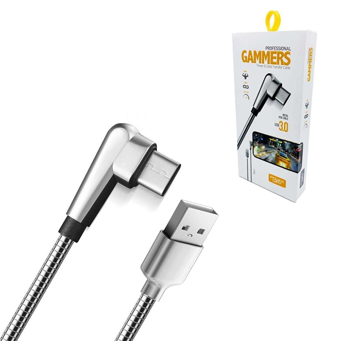TELEFON ŞARJ DATA KABLOSU OYUNCU METAL TYPE-C FAST POWERWAY GMX-5