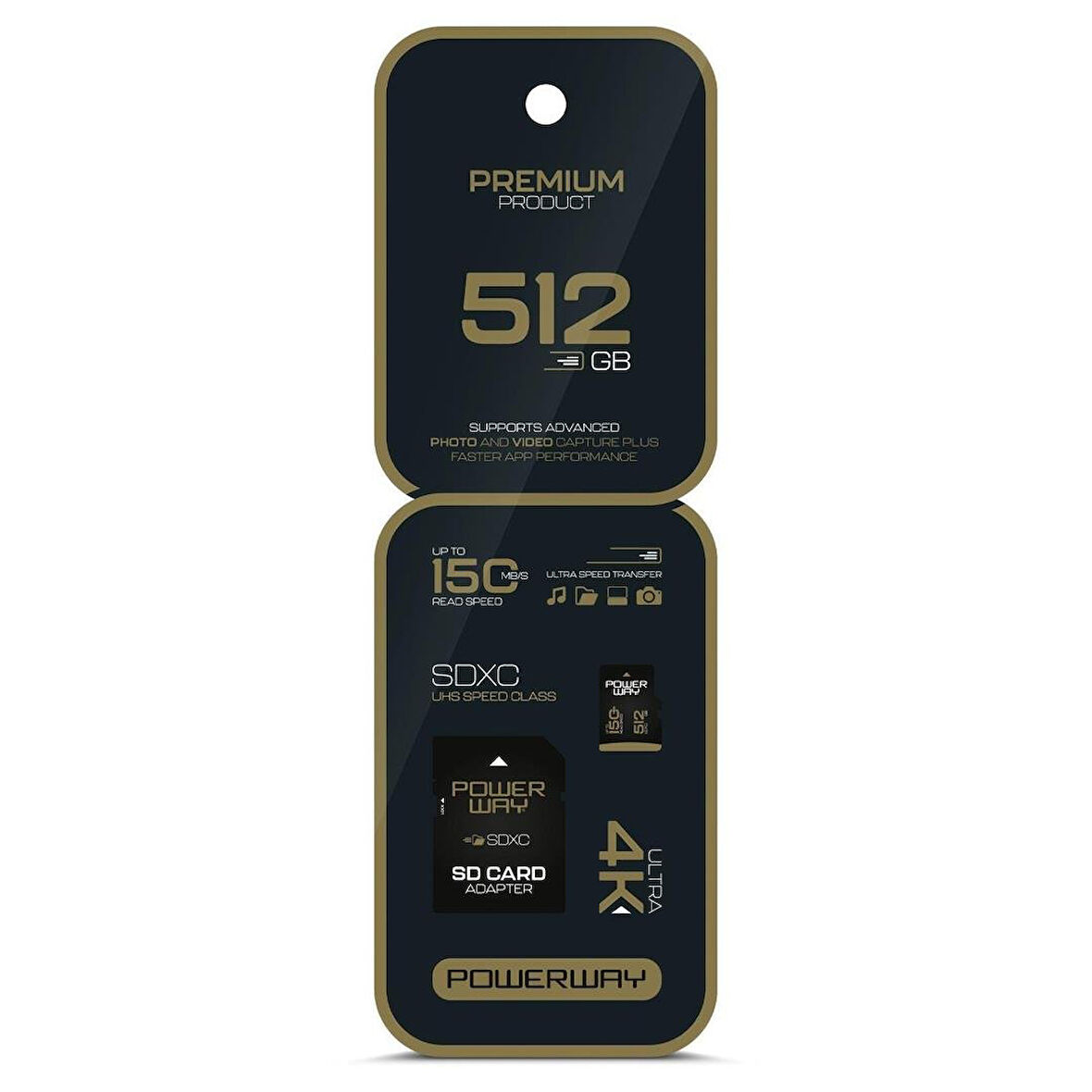 Powerway Premium 512 GB 150MB/S Ultra Hızlı 4K Destekli SDXC Hafıza Kartı