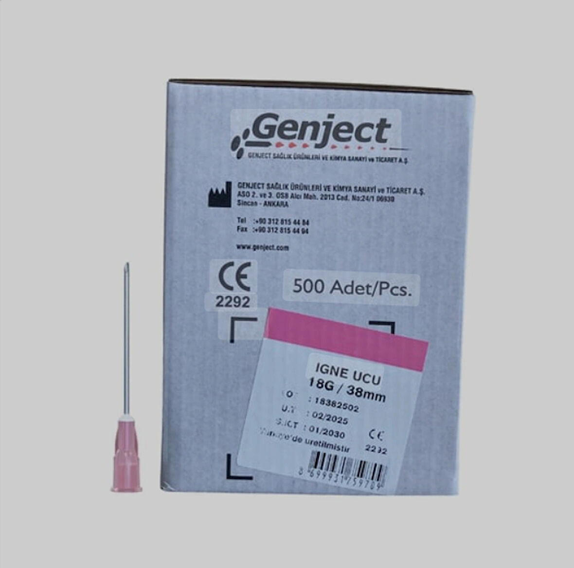 Genject - Enjektör Iğne Ucu Pembe 18G - 500 Adet