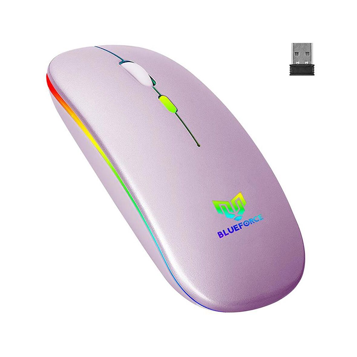 Blueforce V5.0 Bluetooth & Wireless 2,4ghz Sessiz Kablosuz Mouse Pembe