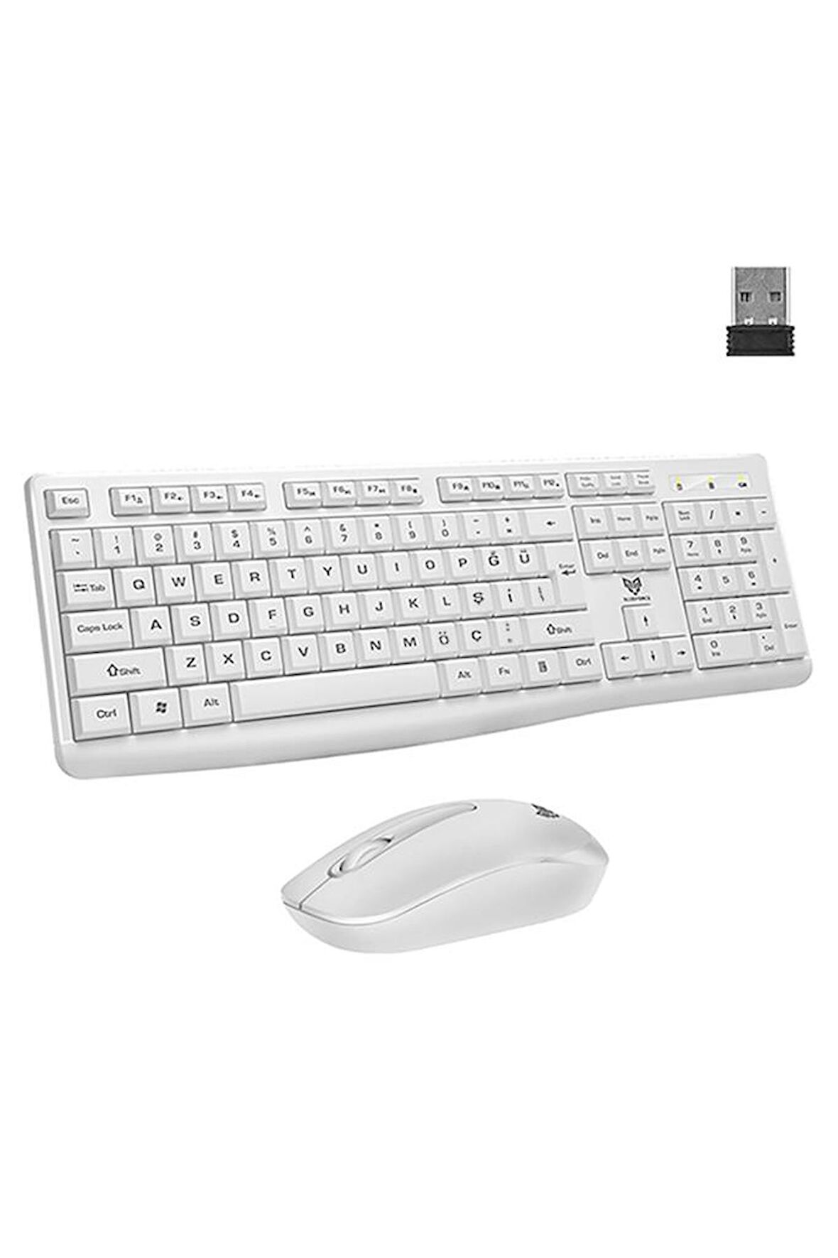 Blueforce KM-01 Wireless Kablosuz 1600 DPI Klavye Mouse Set Türkçe Beyaz Q