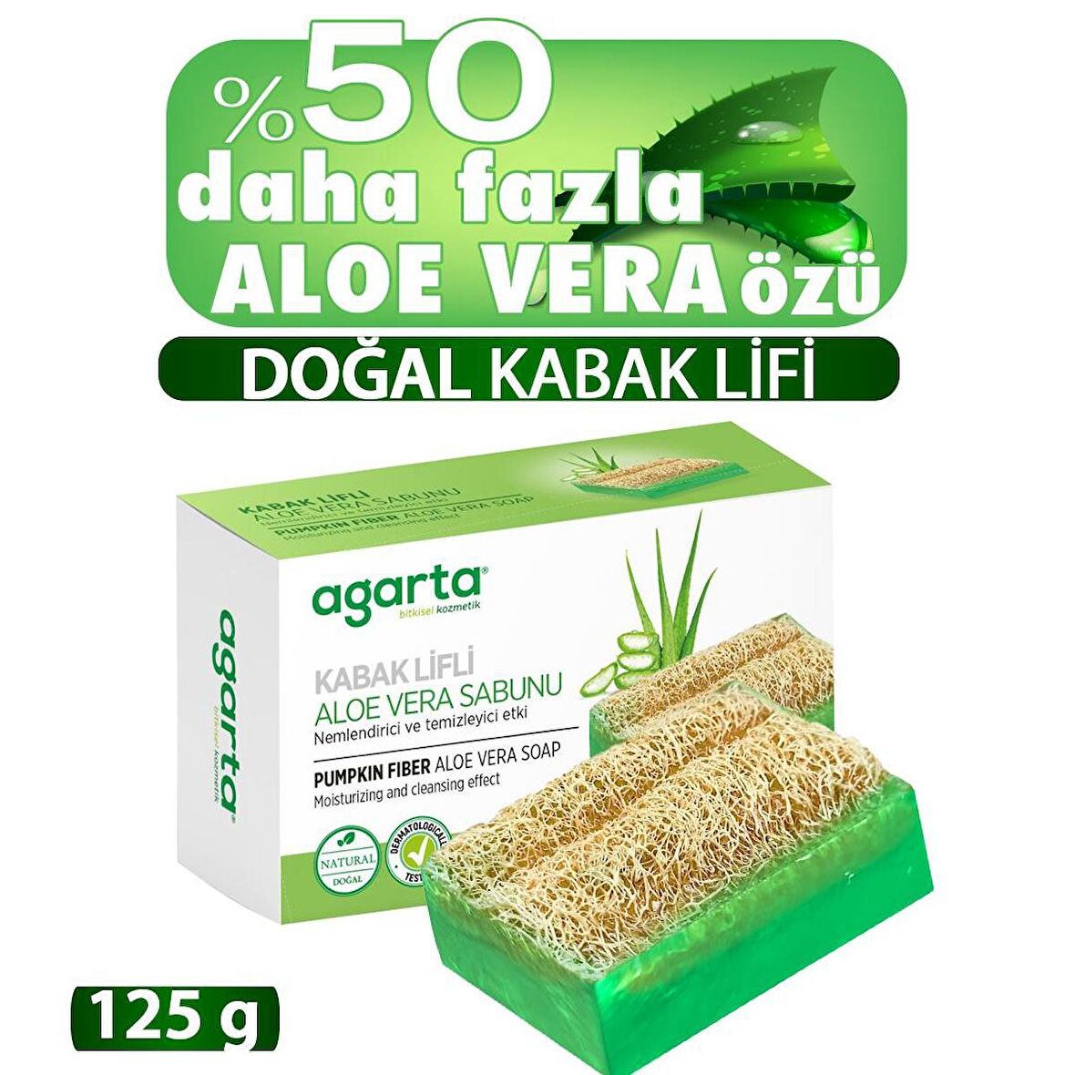 Doğal Kabak Lifli El Yapımı Aloe Vera Sabunu 125g