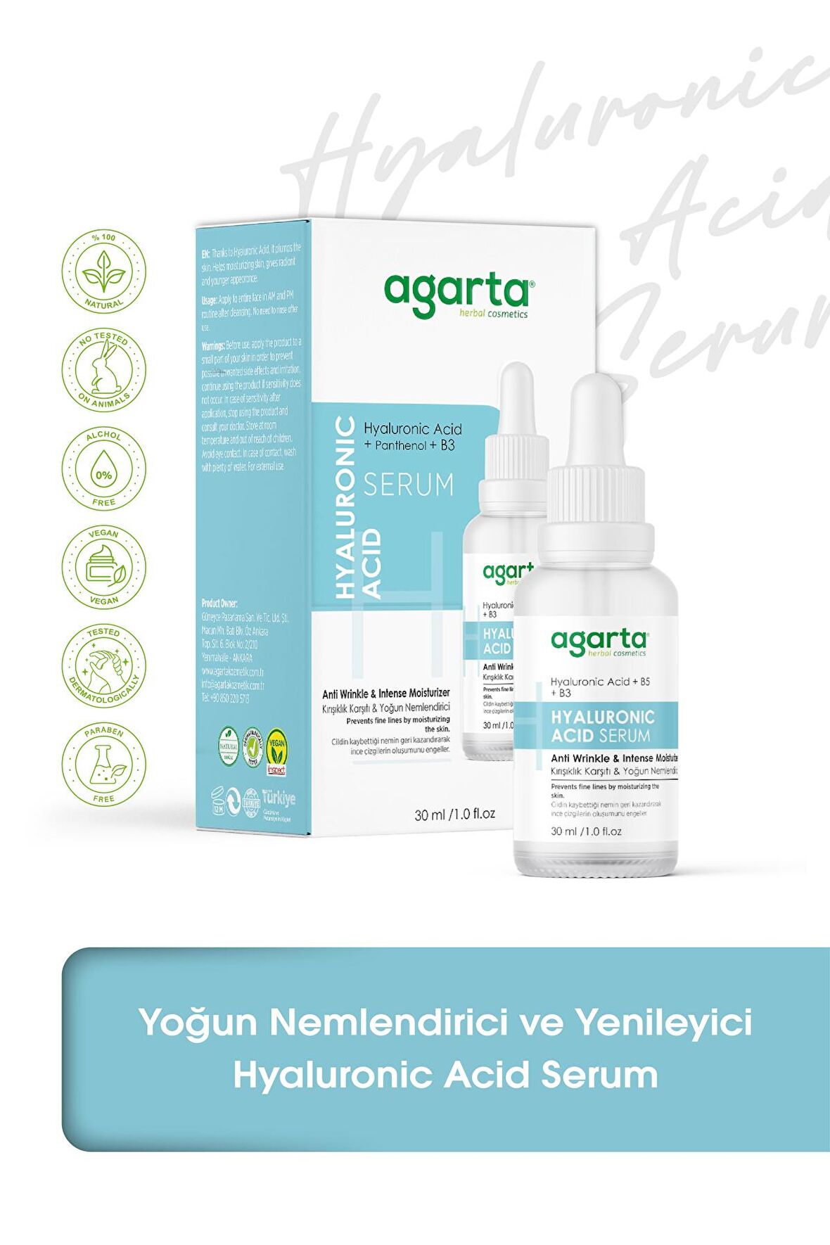 Yoğun Nemlendirici ve Yenileyici Hyaluronic Asit Serum 30 ML