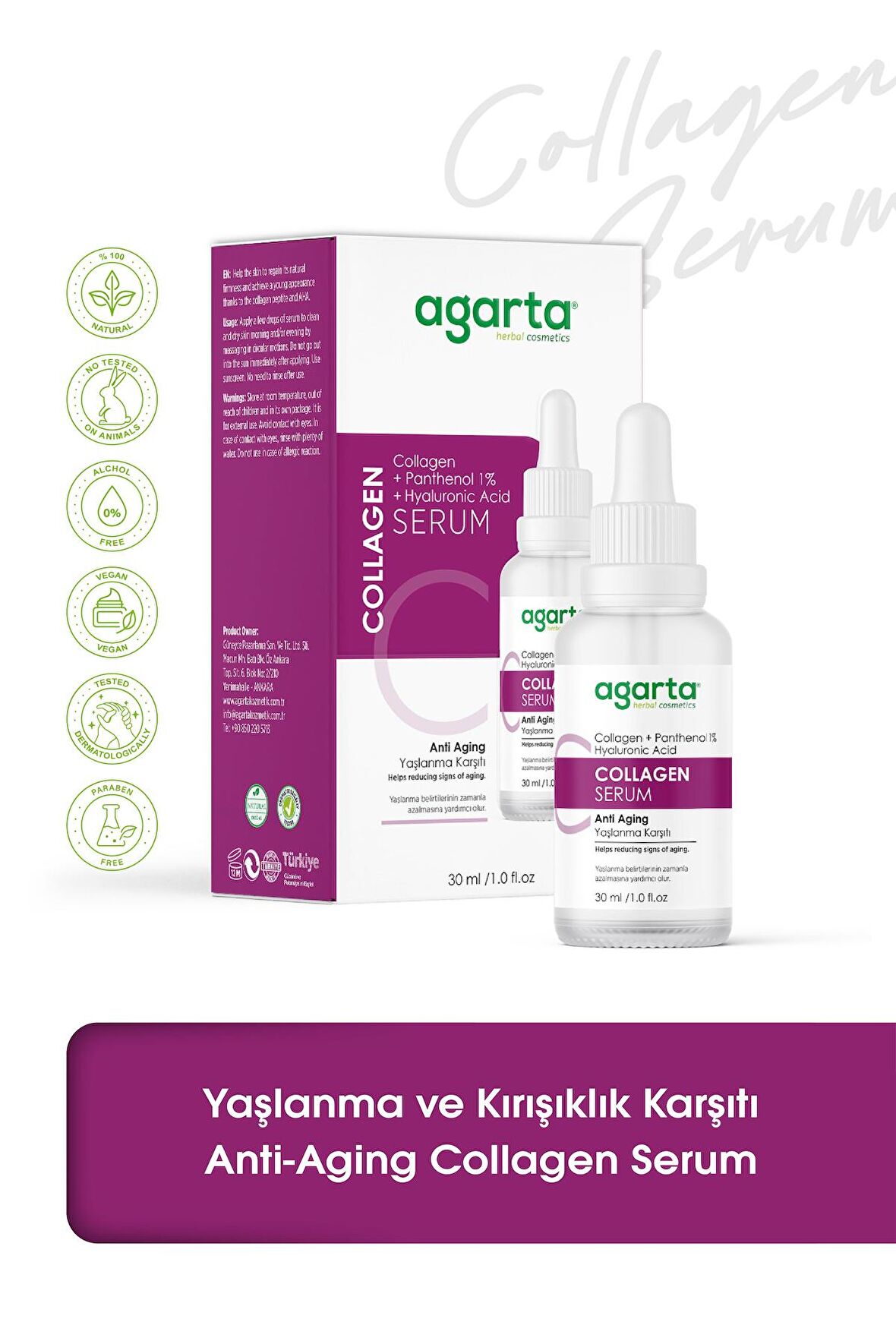 Yaşlanma ve Kırışıklık Karşıtı Anti-Aging Kolajen Serum 30 ML