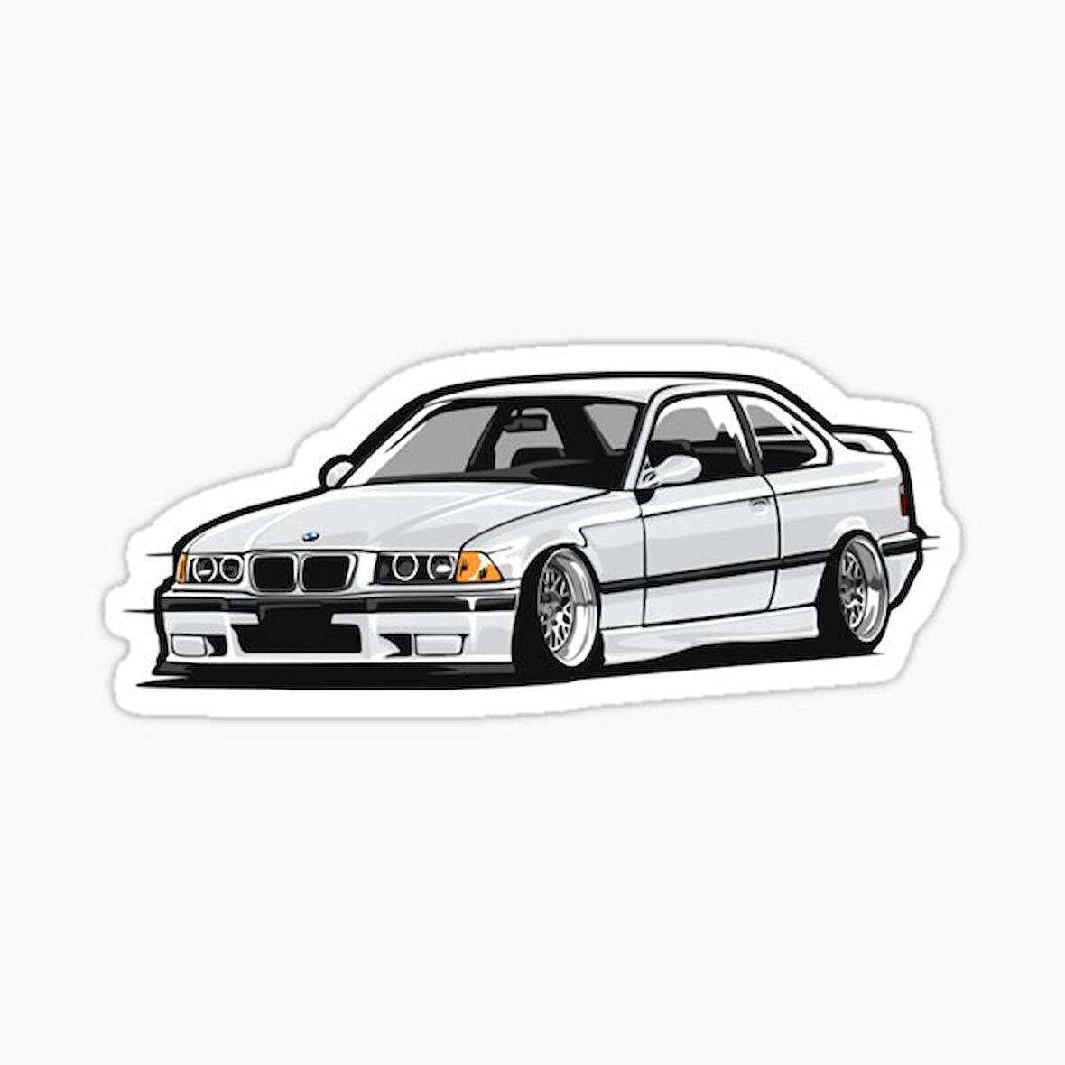 E36 Beyaz Cam Sticker Yapıştırma 16CM 2 Adet