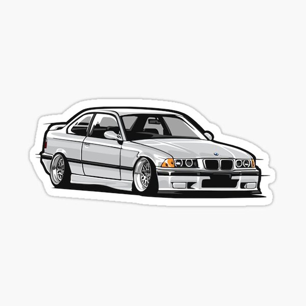E36 Gri Cam Sticker Yapıştırma 16CM 2 Adet