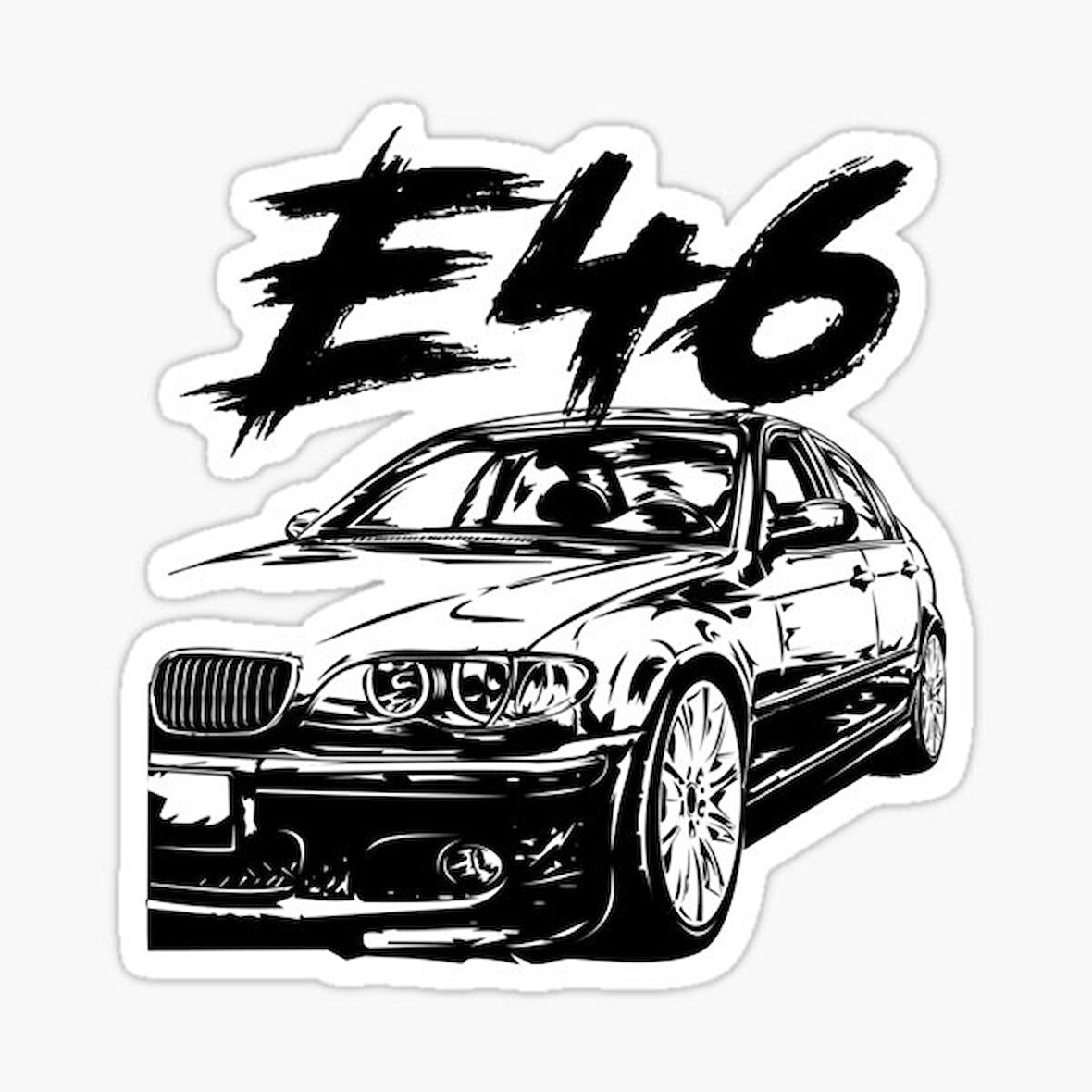 E46 Kara kalem Resmi Cam Sticker Yapıştırma 16CM 2 Adet