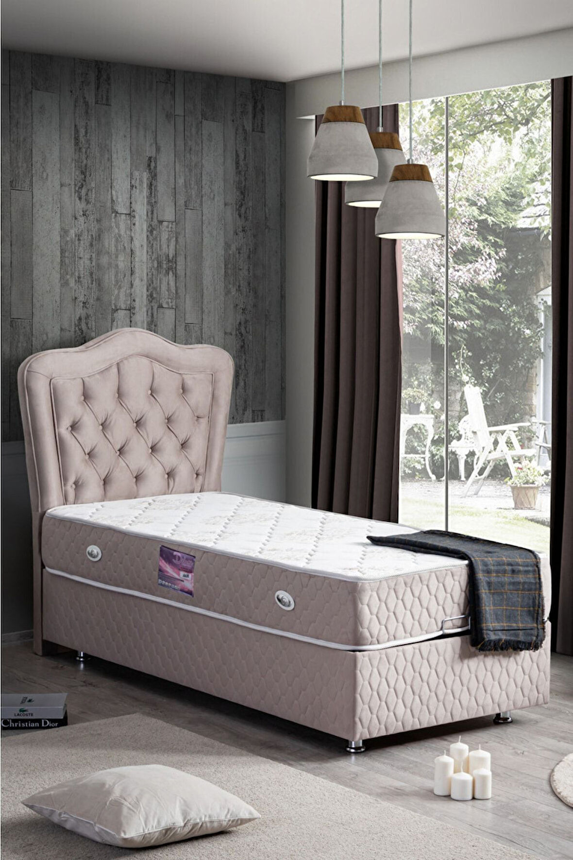 Camelli New İkili Set, Tek Kişilik Baza Başlık Seti, Bej