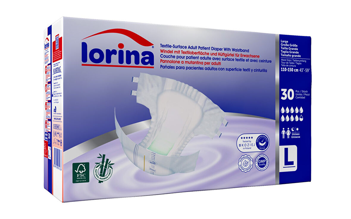 LORİNA BELBANTLI BÜYÜK BOY LARGE HASTA BEZİ 120 ADET