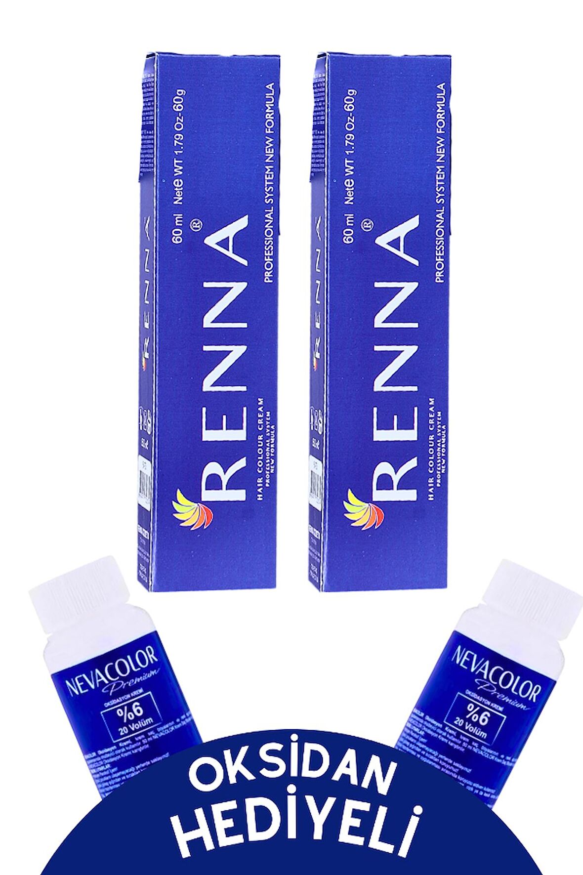 Renna Tüp Boya 60 Ml 7-43 Kumral Bakır 2li Set Oksidan Hediyeli
