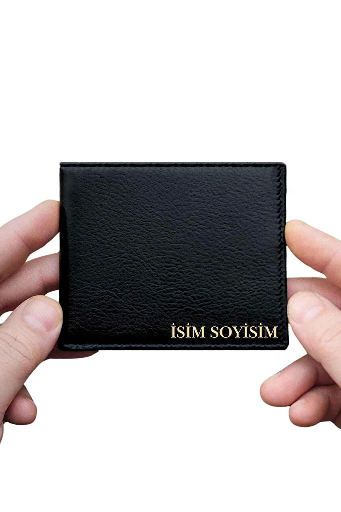 Siyah Hakiki Deri Cüzdan Kişiye Özel İsim Baskılı 12 Kartlık Ve Çift Para Bölmeli İnce Model