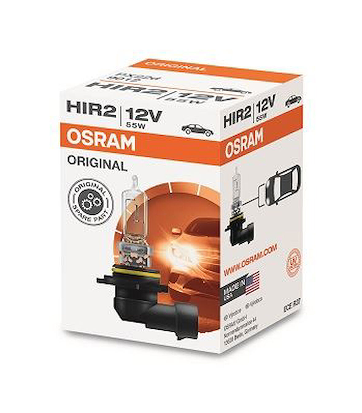 Unıversal Halogen Ampul Hir2 12v 65w Tek Flamanlı Plastık Soketli - Osram 9012
